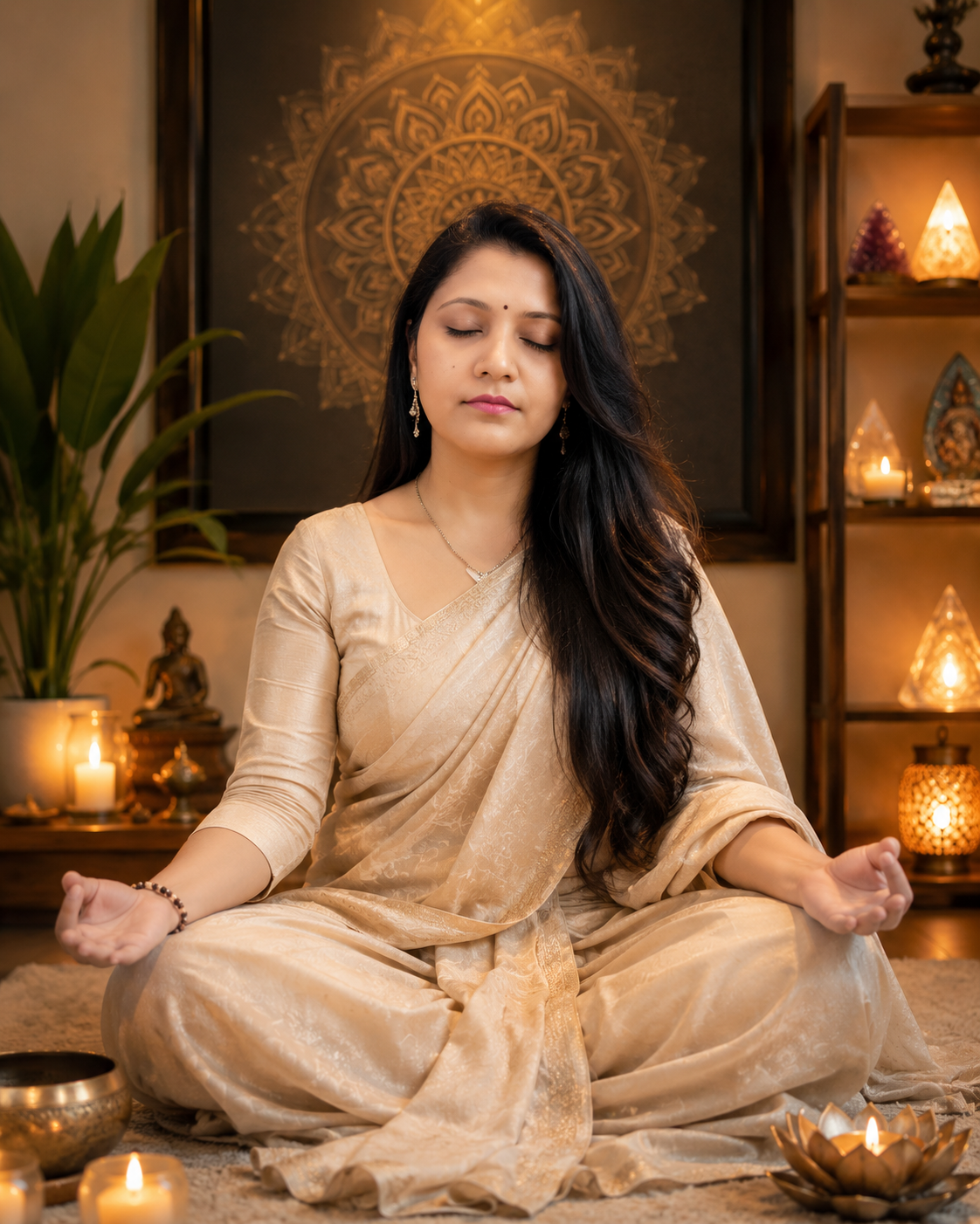 Samita meditating in serenity